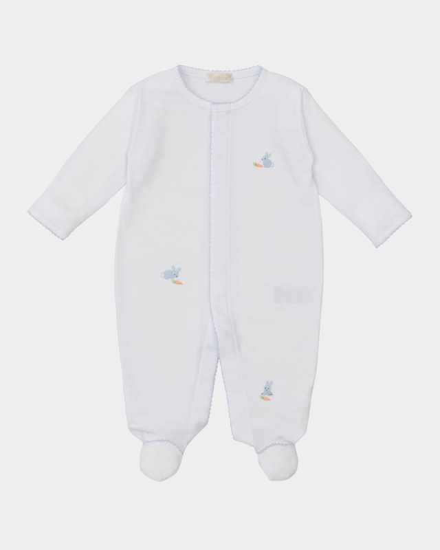 Boy's Premier Hand Embroidered Bunny Patch Footie, Size Newborn-9